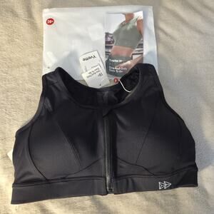 Yvette High-impact Front-zip Racer-back Sports Bra Black Size M (D-F) NWT